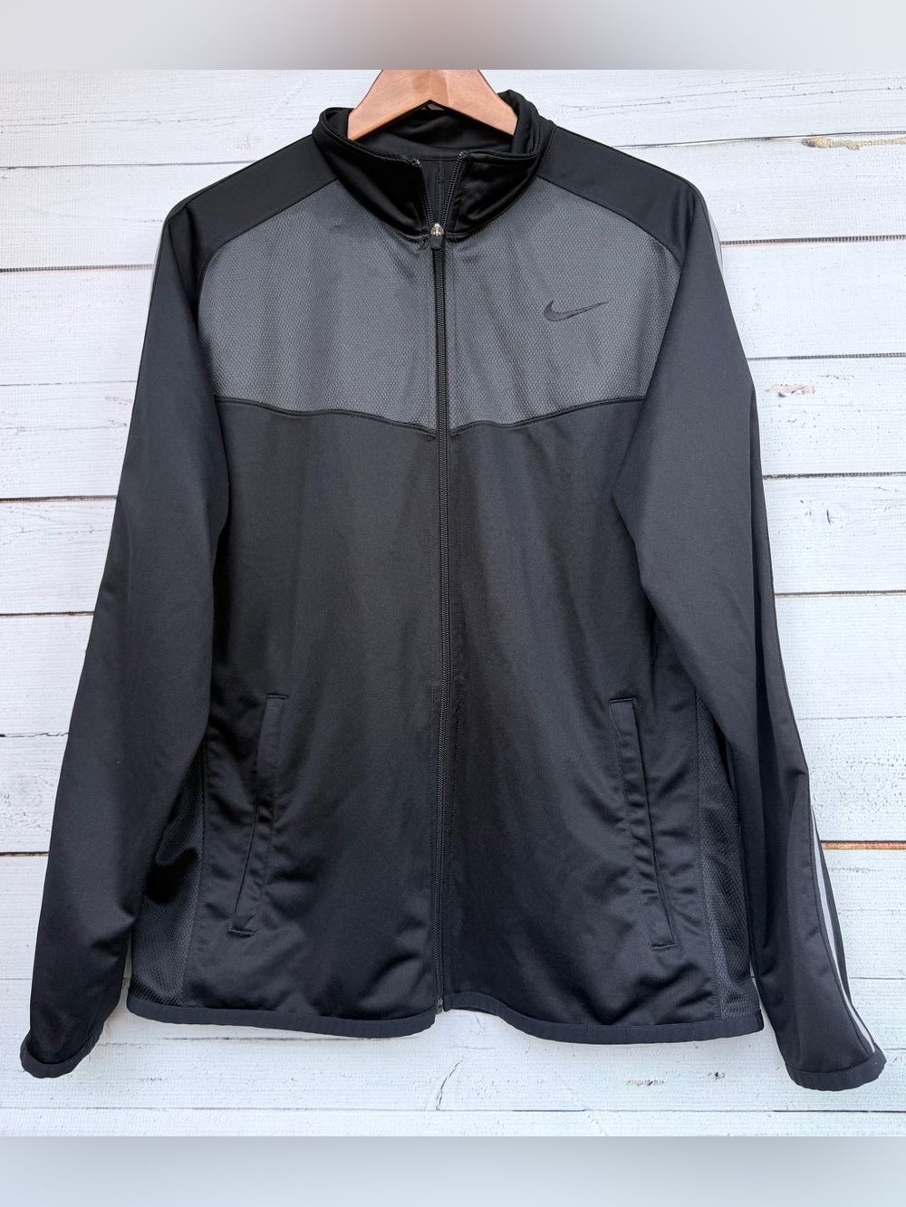 Nike Full Zip Athletic Track Jacket Breathable Mesh Paneled Size Large